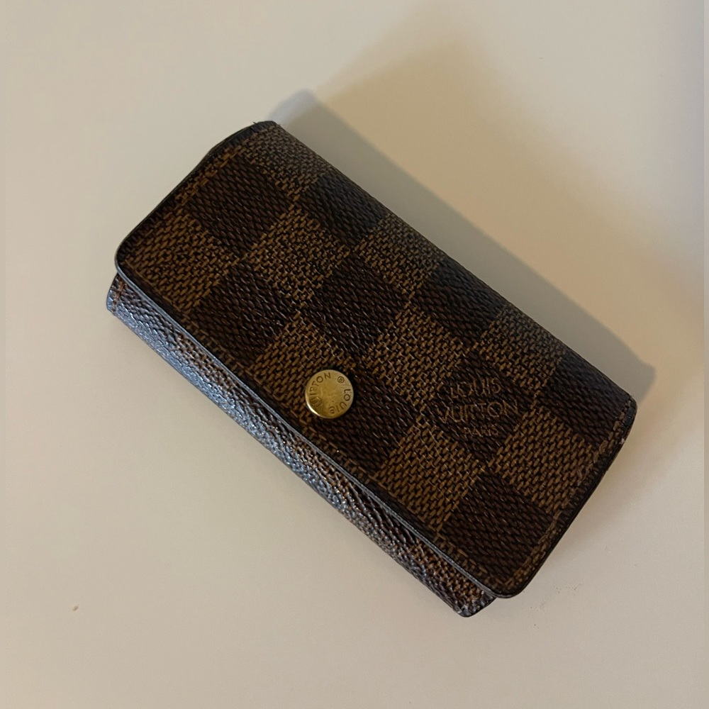 Authentic Louis Vuitton Damier Ebene 4 Ring Key Holder